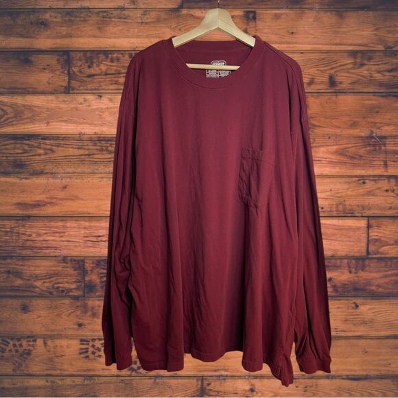 5 for $25🔥Schmidt Workwear Maroon Long Sleeve T-Shirt 4XL - Picture 1 of 4